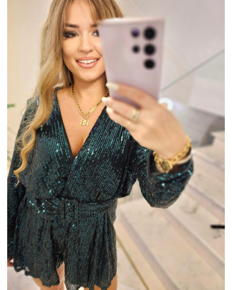 KOMBINEZON GREEN GLAM CEKINY